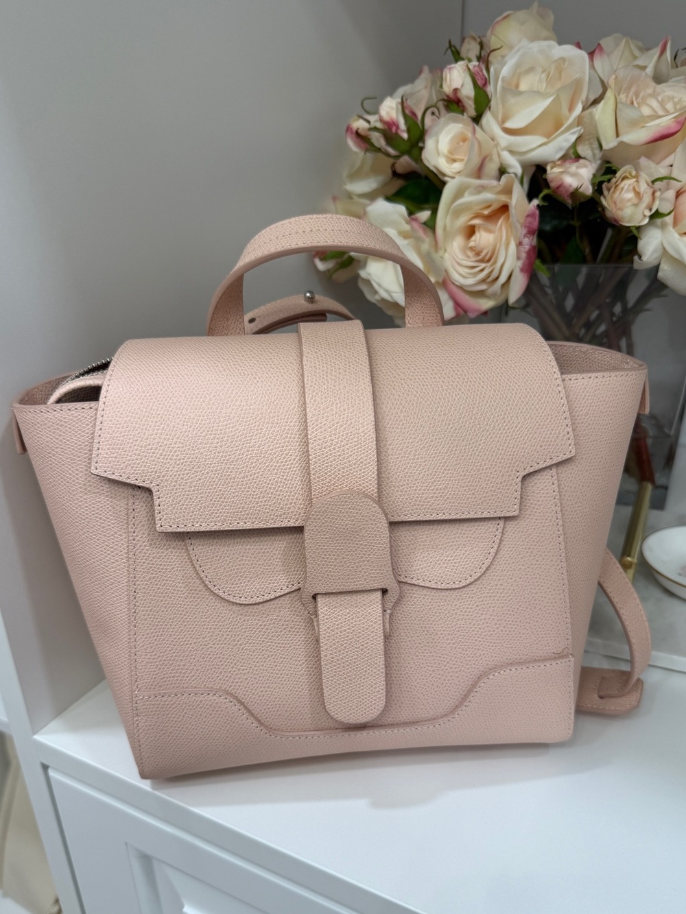 Senreve Mini Maestra handbag backpack light pink Blush crossbody